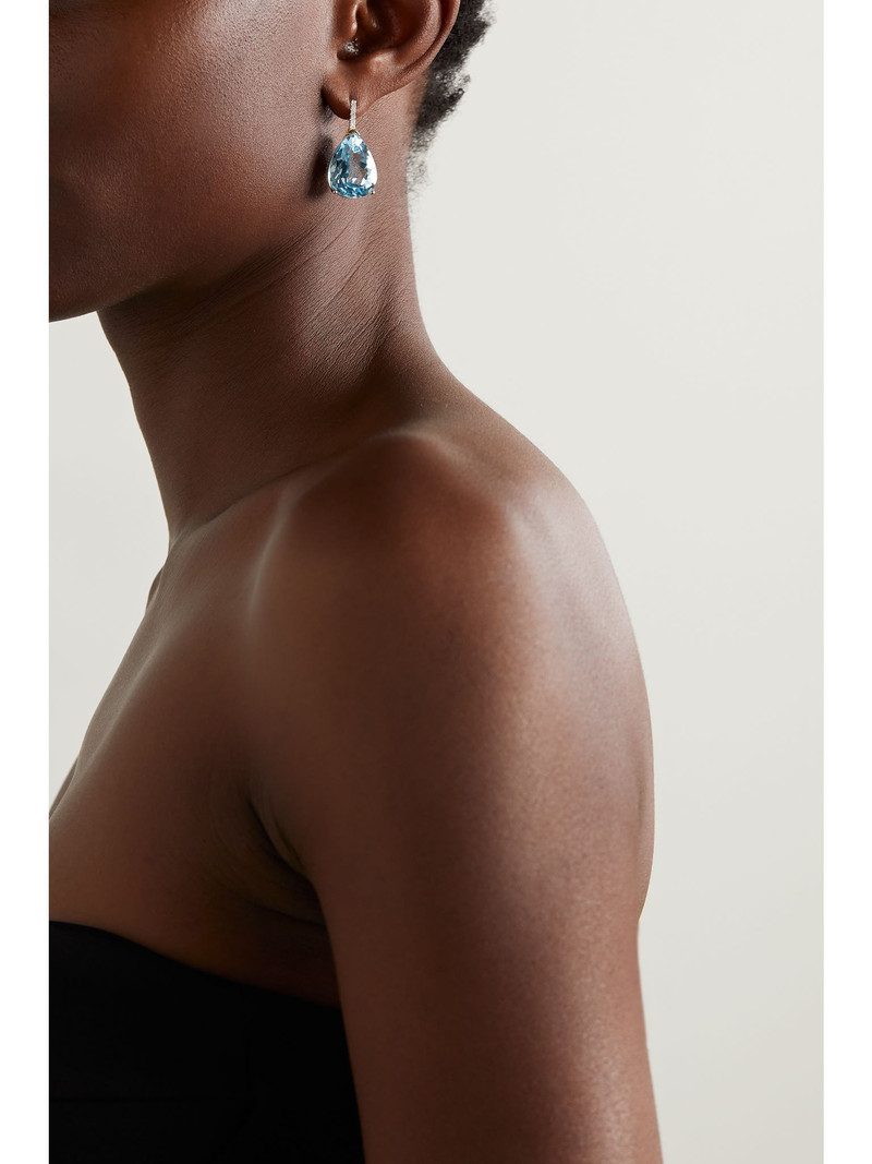 MATEO 14-karat gold, topaz and diamond earrings Blue outlook