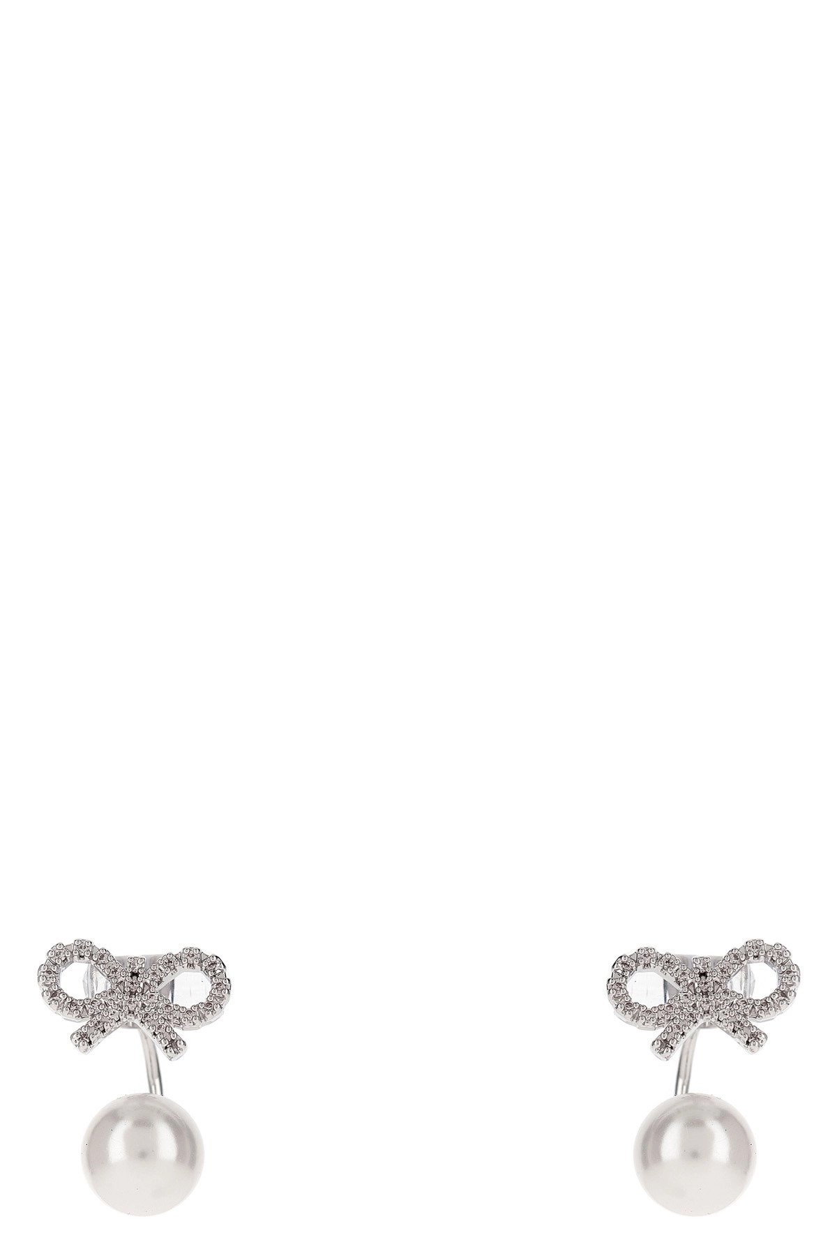 'Crystal Bow Pearl Jacket' earrings - 1