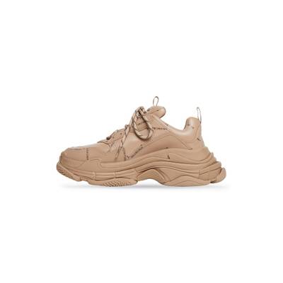 BALENCIAGA Men's Triple S Sneaker Allover Logo in Beige outlook