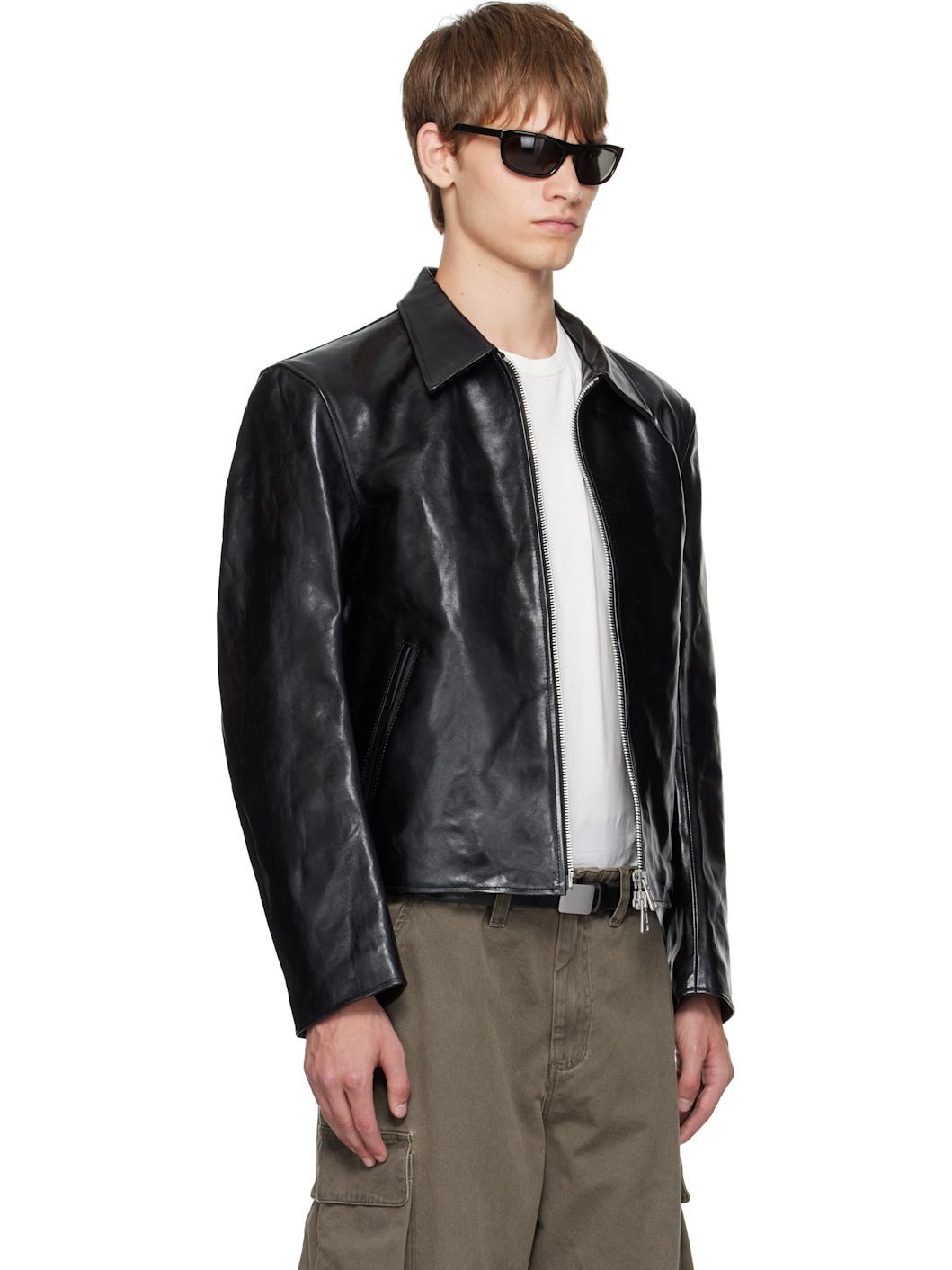 Black Mini Leather Jacket - 2