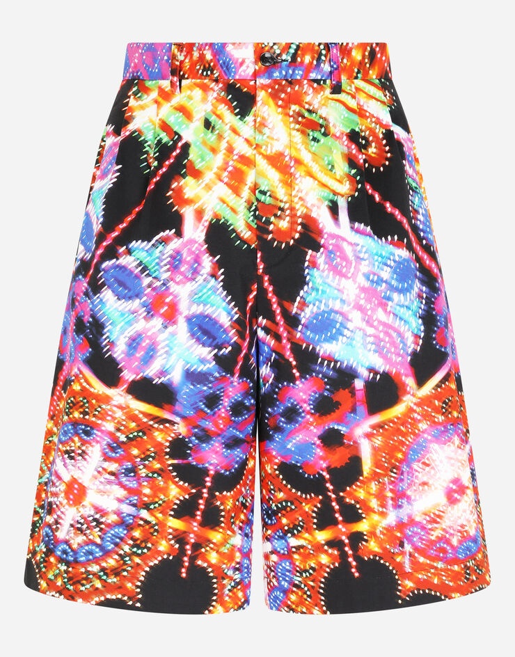 Stretch cotton shorts with illumination print - 3