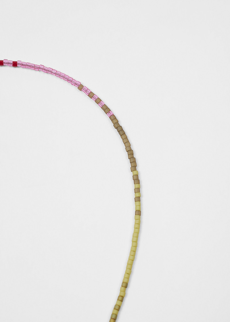 Khaki and Pink Beaded Bracelet 3