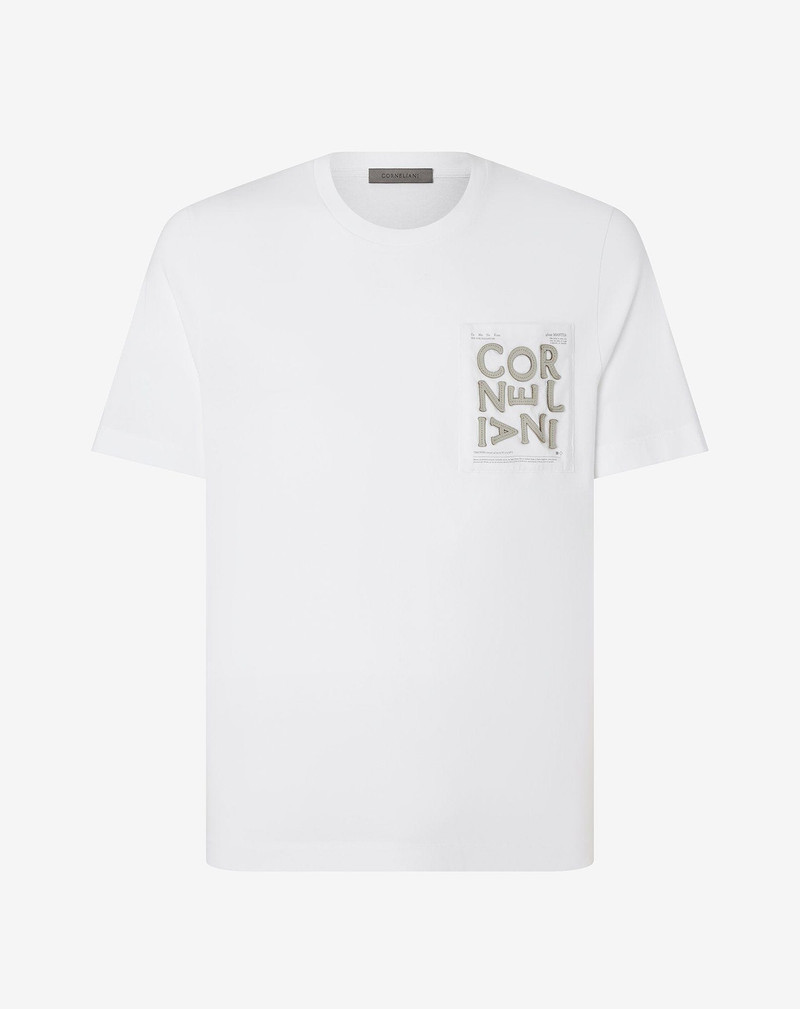 White crew neck cotton jersey t-shirt 1