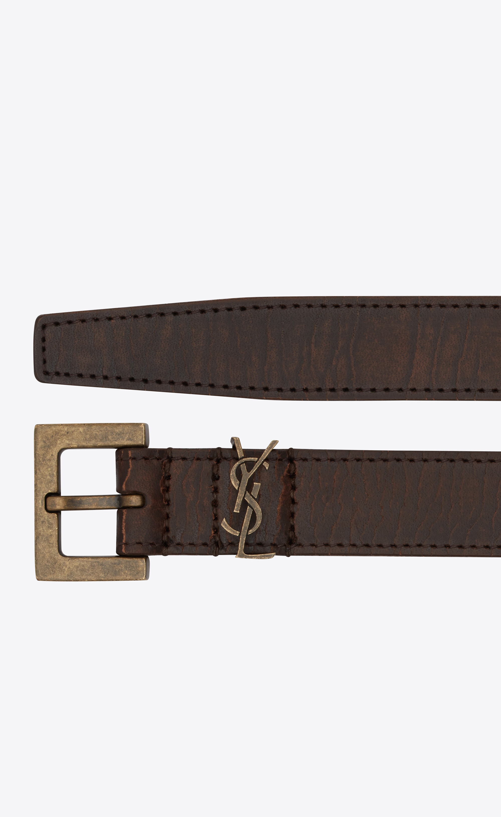 narrow monogram belt in crackled leather - 2