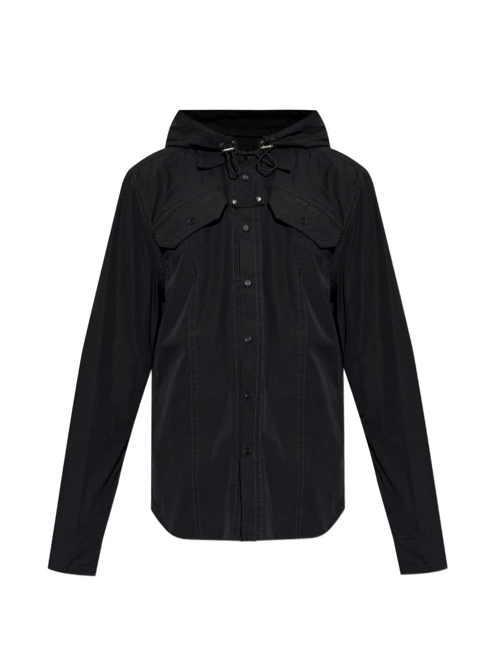 hooded chest-pocket shirt - 1