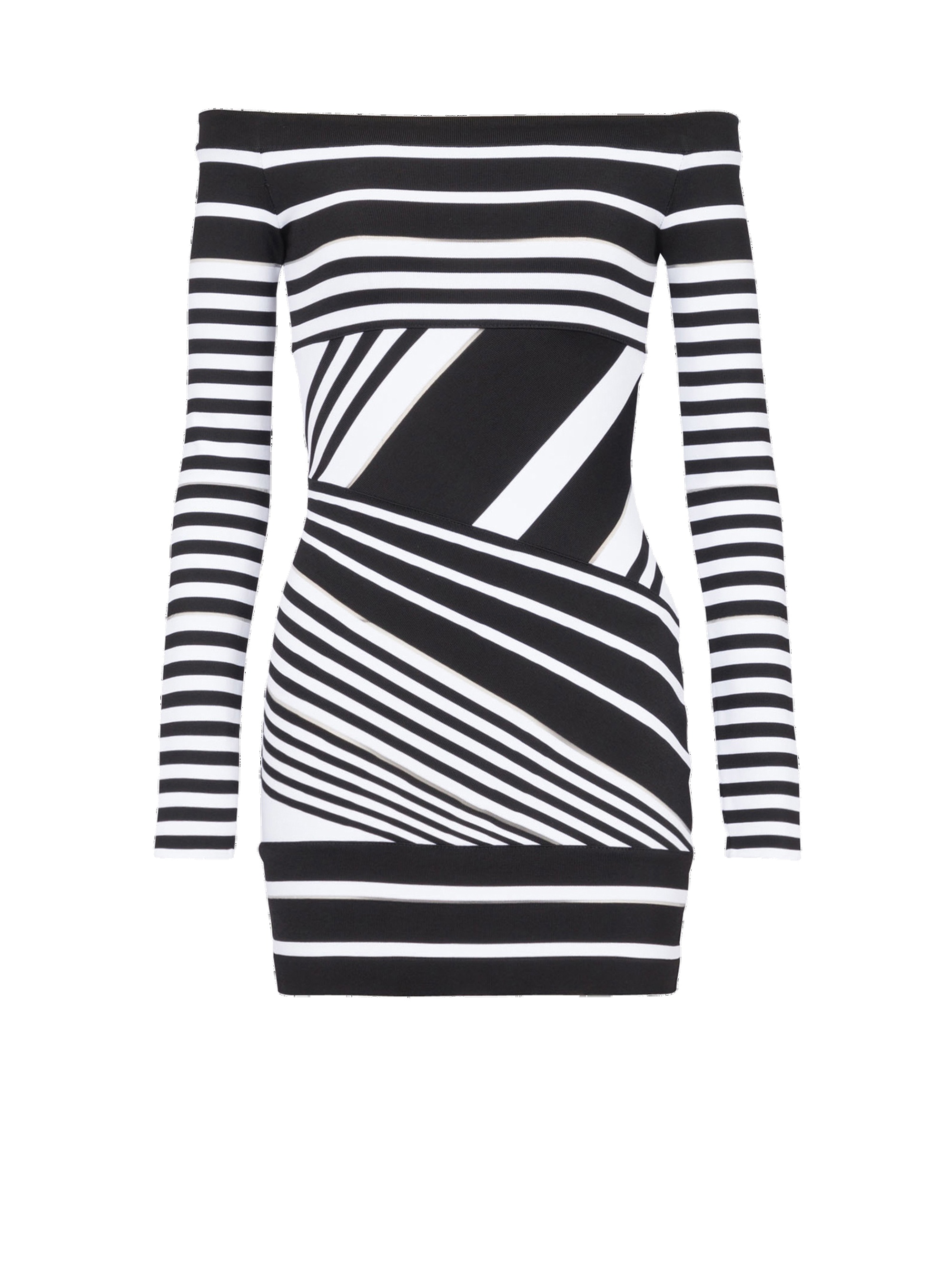 Short striped eco-designed jacquard dress - 1