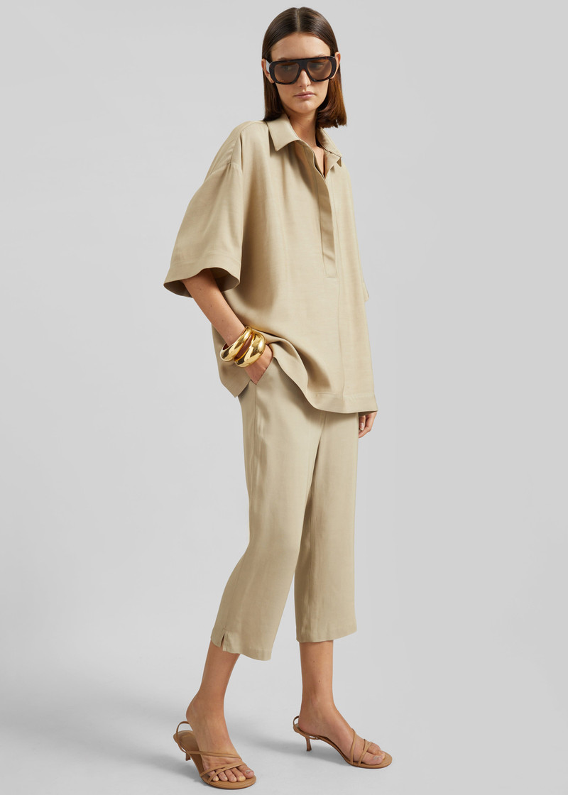Eda Fluid Polo Shirt - Beige 5