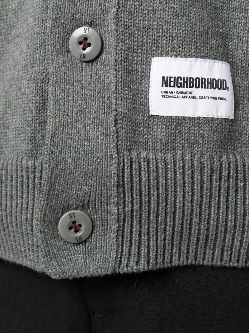 logo-patch cotton cardigan - 5