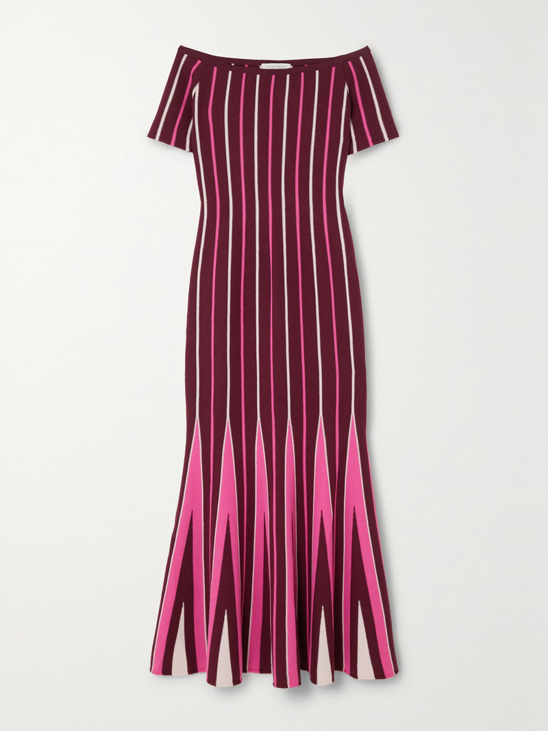 Medea Off-the-shoulder Striped Wool Maxi Dress 1