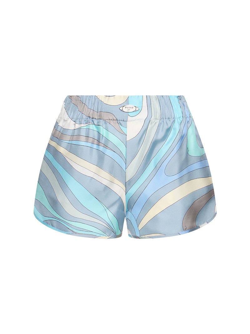 Printed silk twill shorts - 1