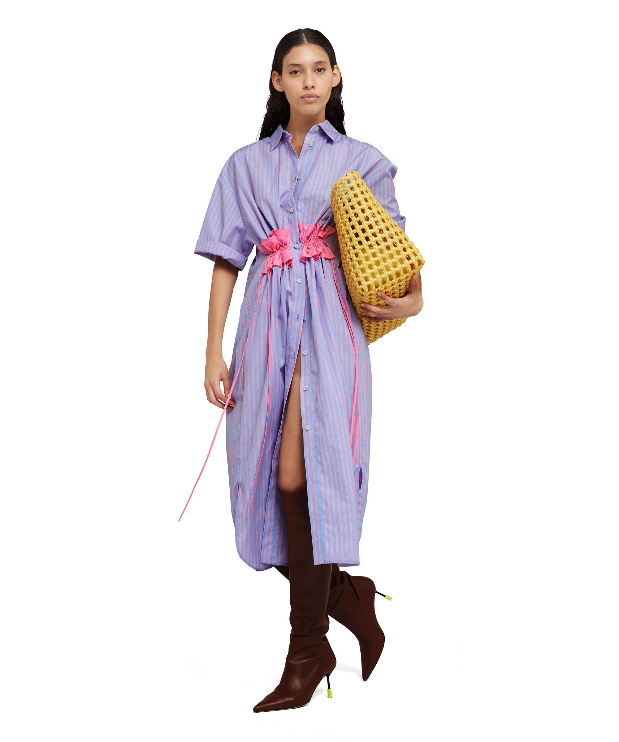 Poplin cotton chemisier dress with ruffled details - 5