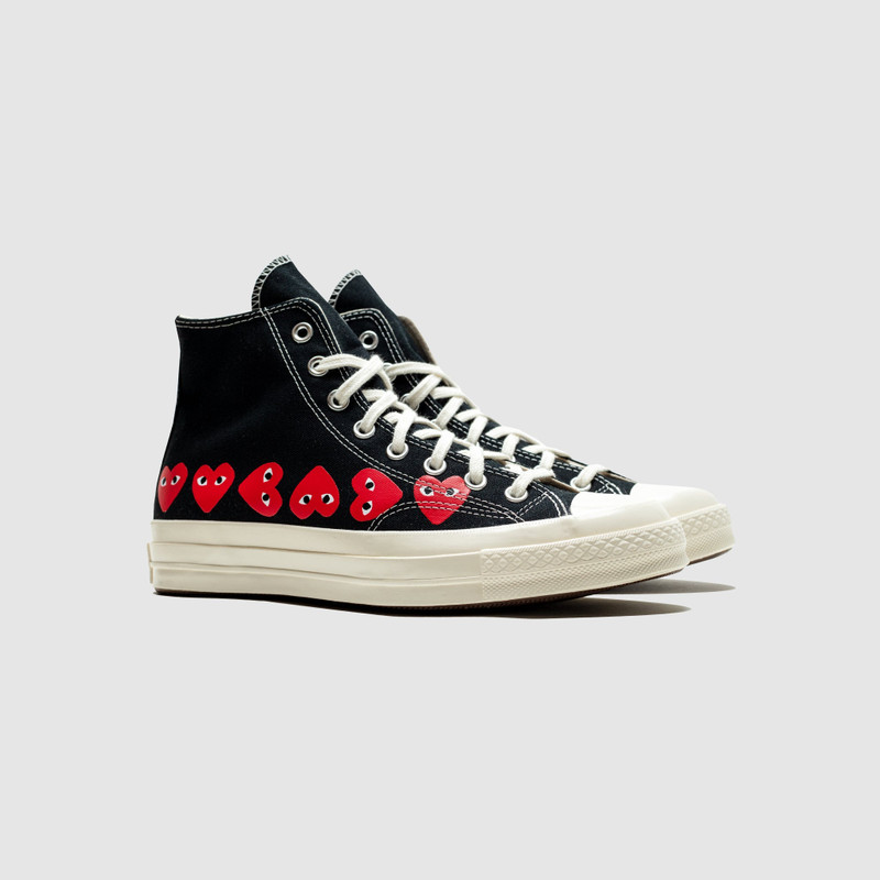 Comme des Garçons PLAY CHUCK TAYLOR ALL-STAR '70 HIGH "BLACK/RED MULTI HEART" outlook