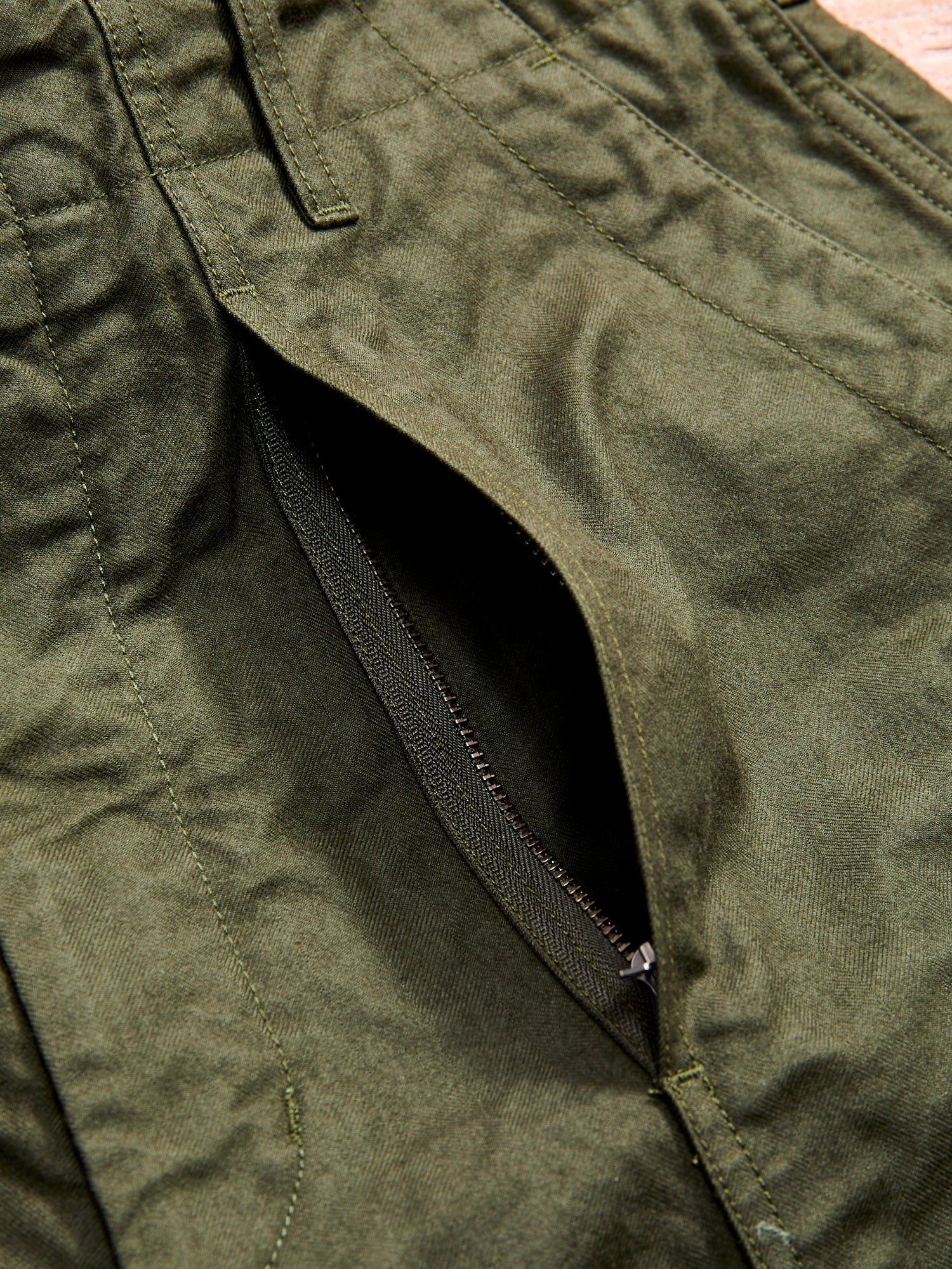 Brushed Herringbone Fatigue Pants in Olive - 7