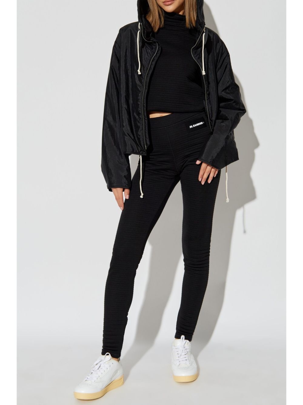 logo-patch ribbed leggings - 2