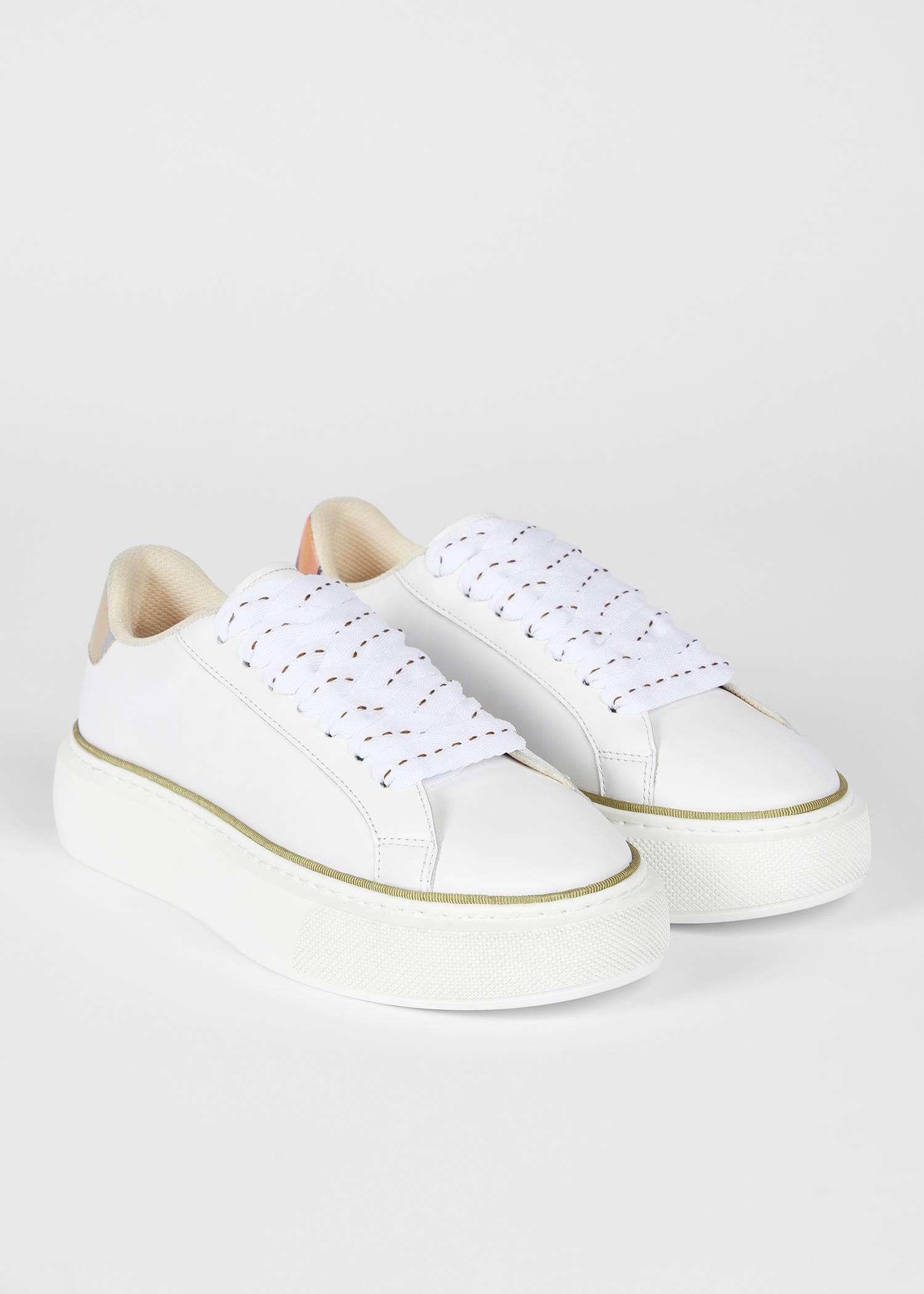 Women's White Leather 'Guppy' Platform Trainers - 4