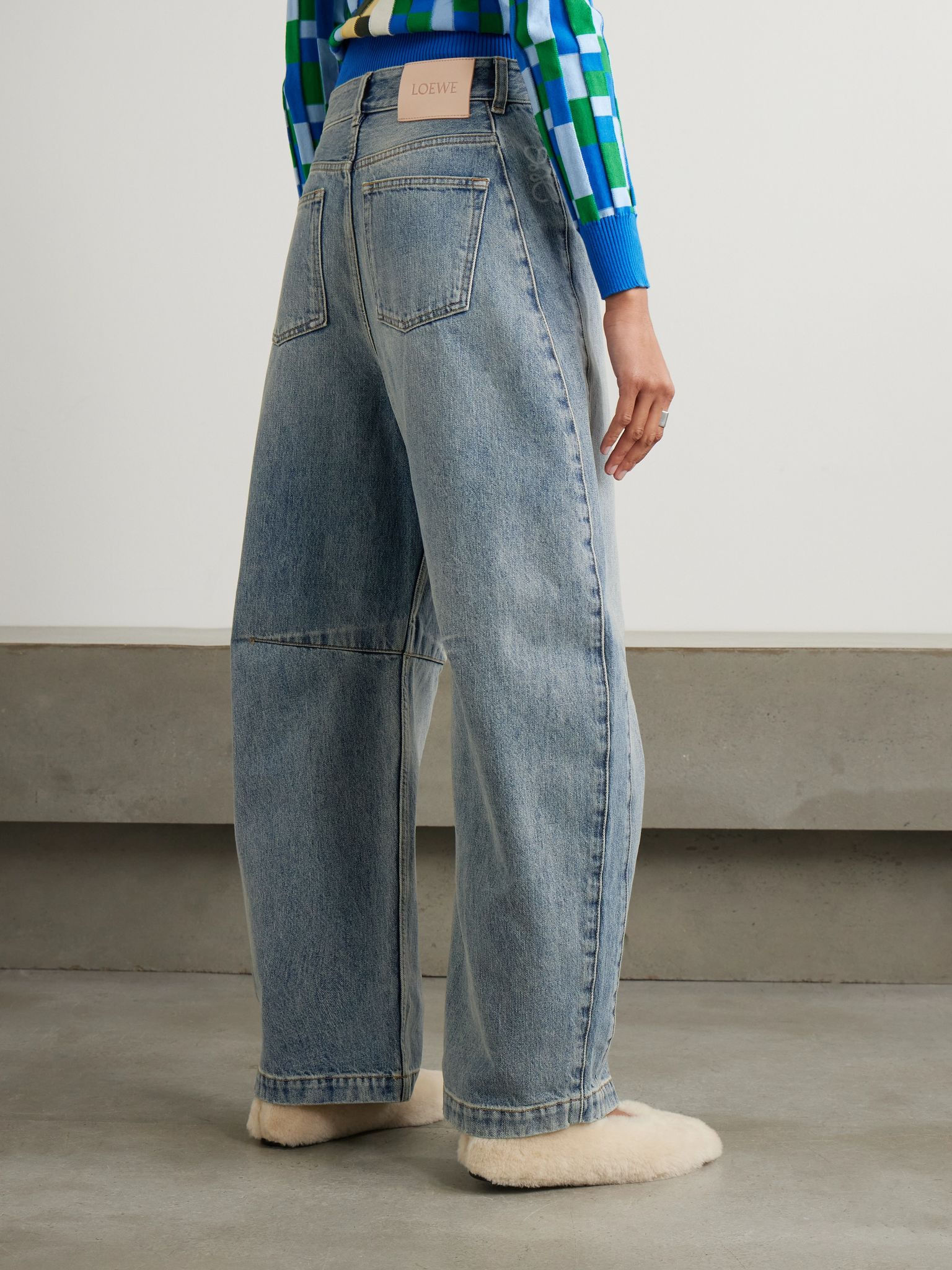 Anagram high-rise barrel-leg jeans Blue - 4