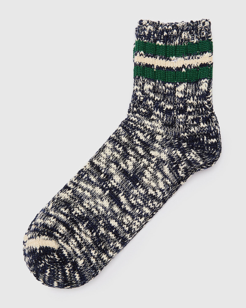 ANONYMOUSISM 3 Line Quarter Length Sock in Navy Mix outlook