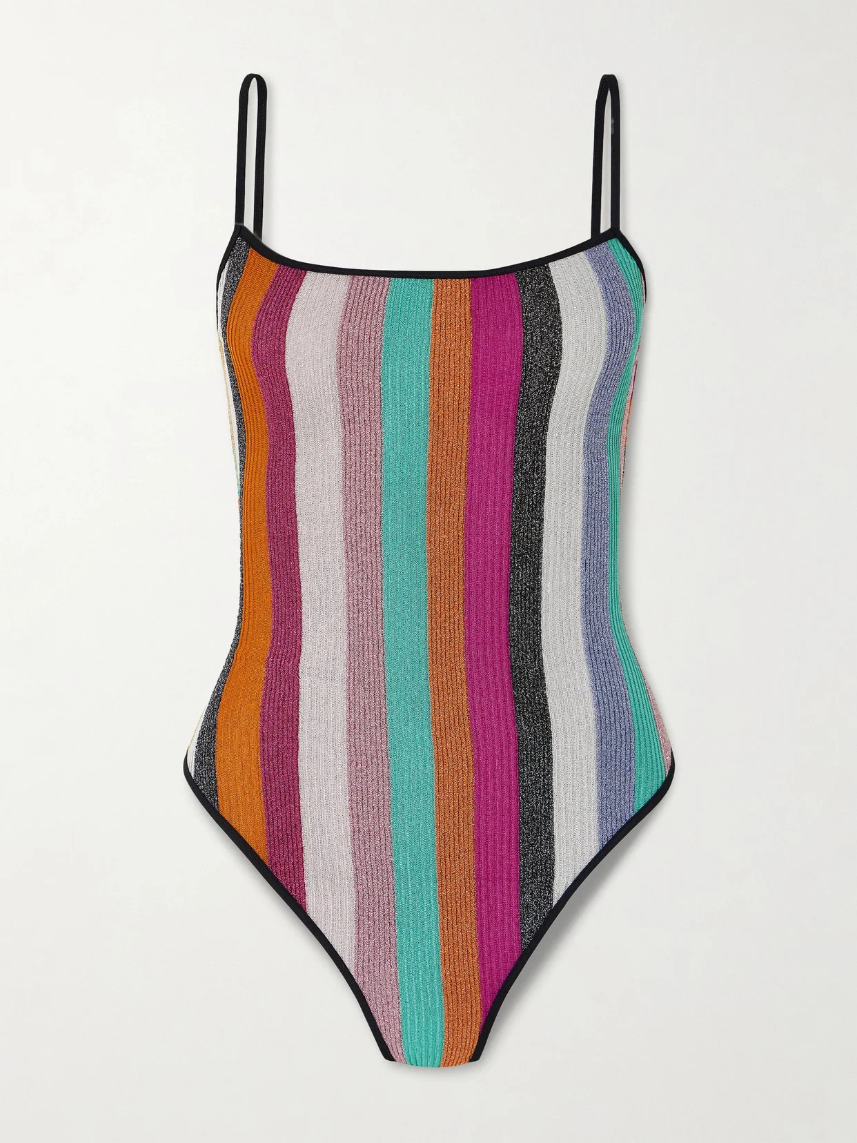 Mare Striped Metallic Ribbed Crochet-knit Swimsuit - 1