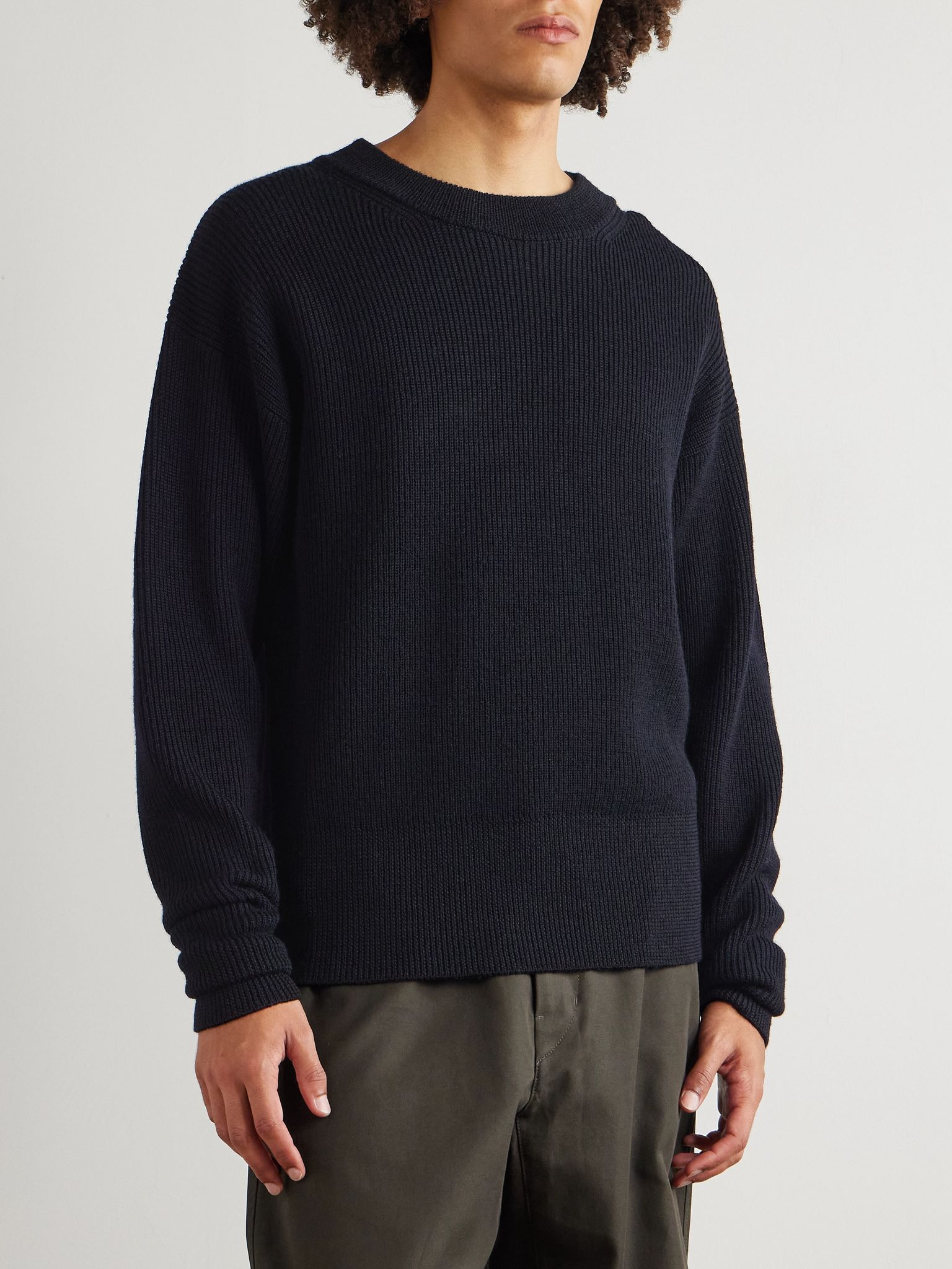 Ribbed Virgin Wool Sweater Black - 3