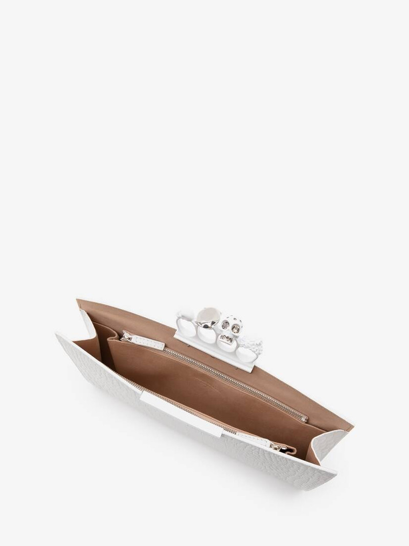 Jewelled Flat Pouch in White 4