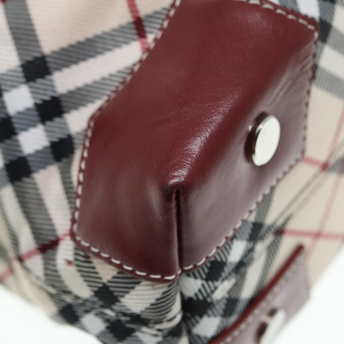 Burberry Nova Check Blue Label Hand Bag Nylon Beige Red - 15