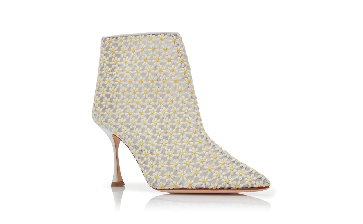 White Lace Daisy Ankle Boots - 3