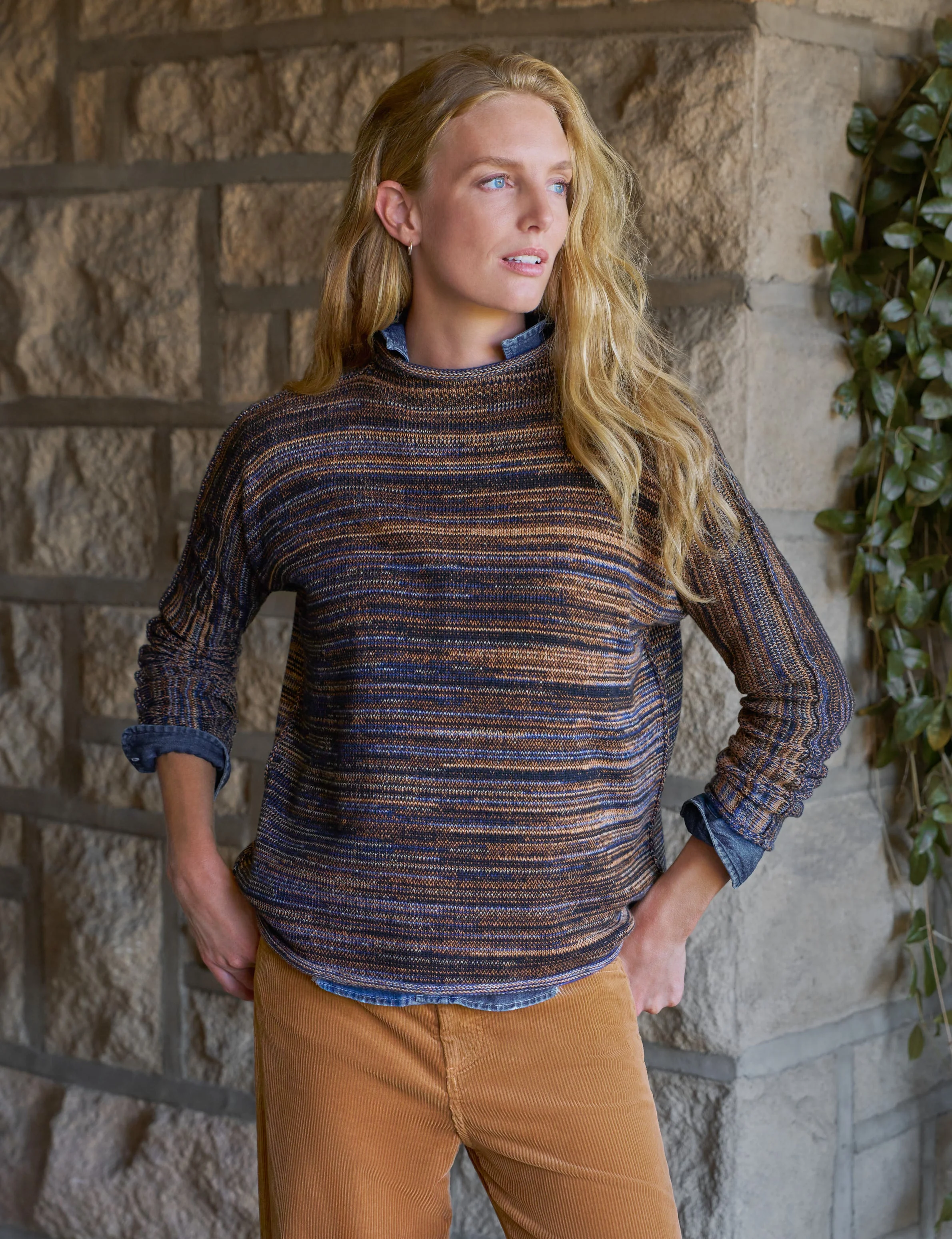 Rolled Funnel Neck Sweater - 1
