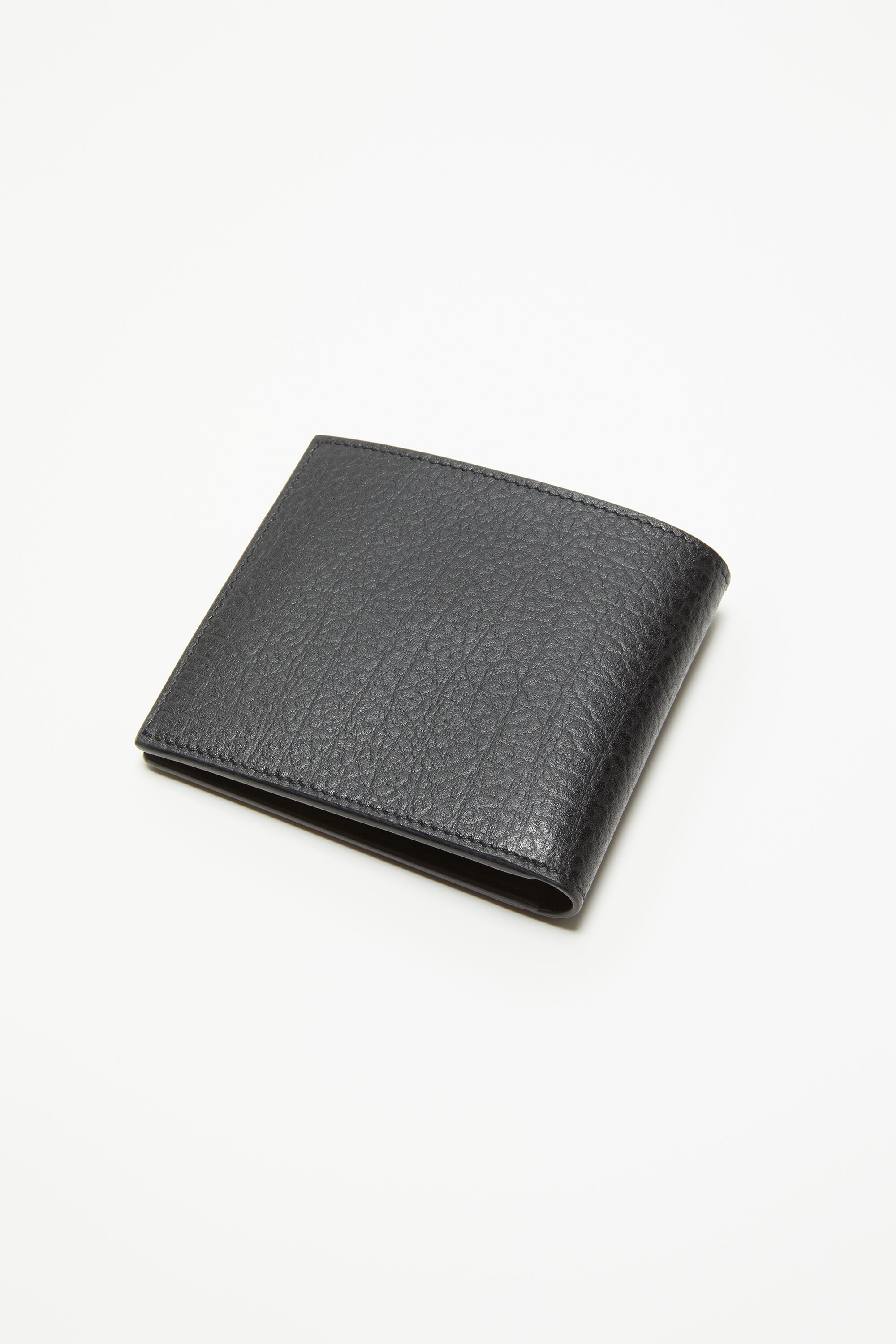 Folded leather wallet - Black - 4