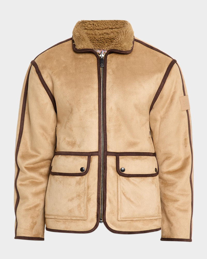 Men's Faux Shearling Full-Zip Jacket with Sleeve Label 1