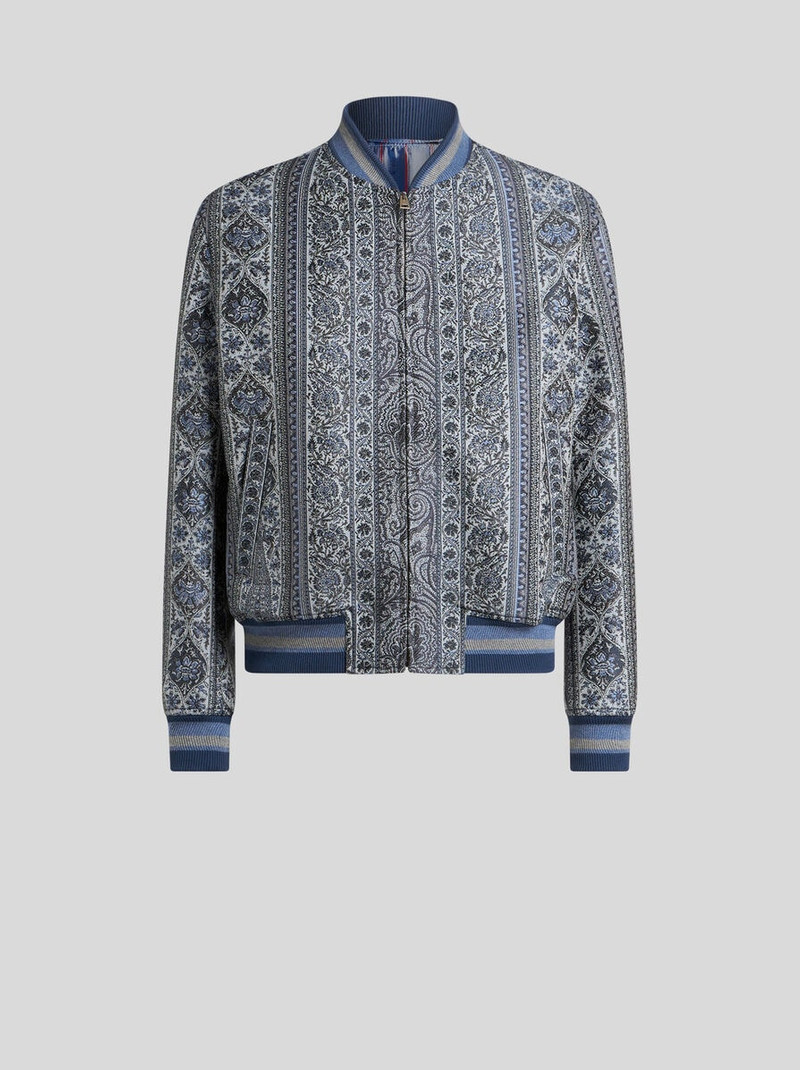 BOMBER JACKET WITH FLORAL AND MEDALLION MOTIF - 1