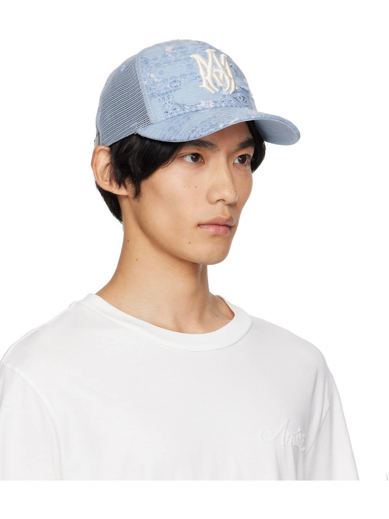 AMIRI Blue Bandana Repair Trucker Cap outlook