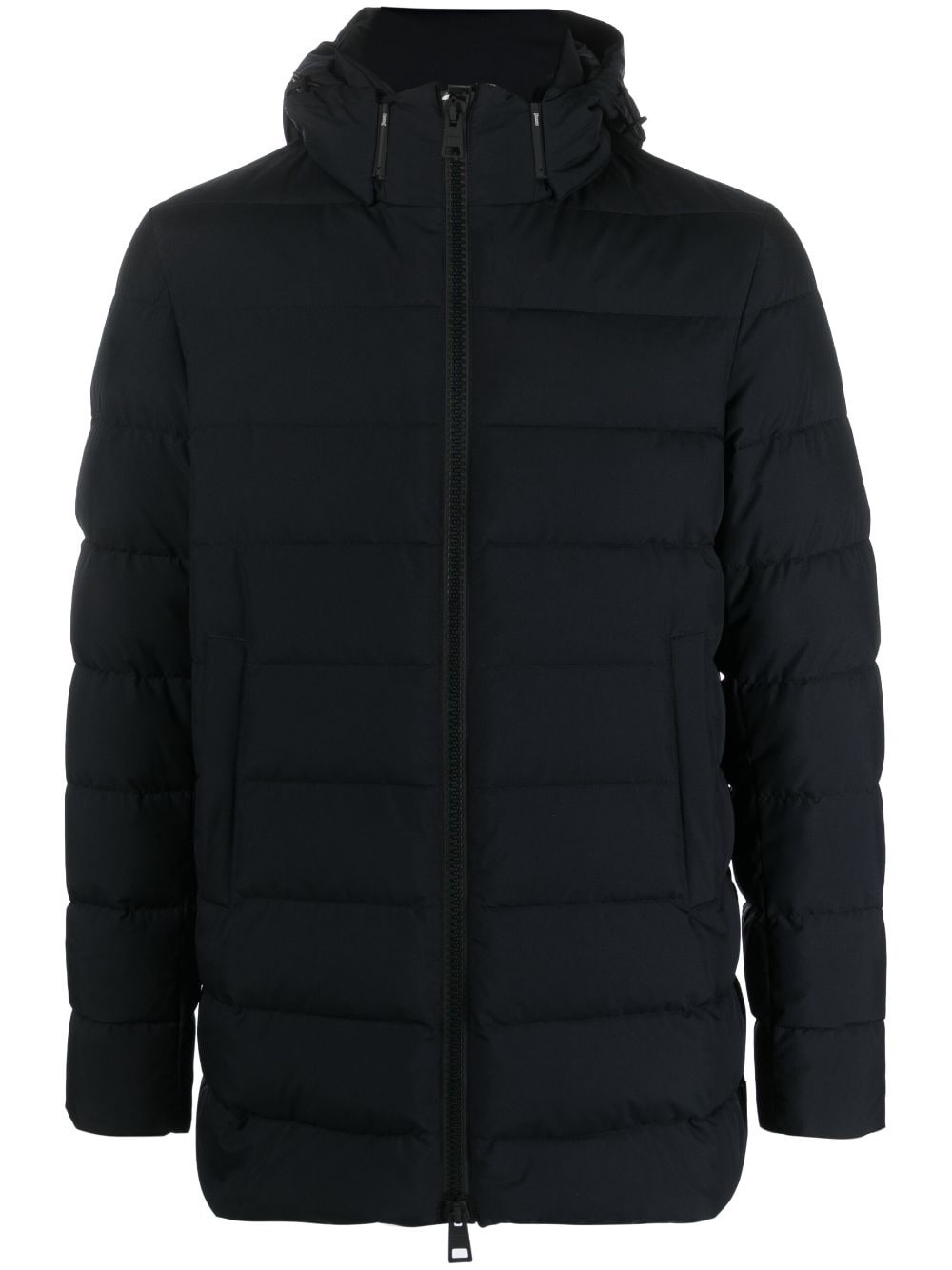 padded-design hooded coat - 1