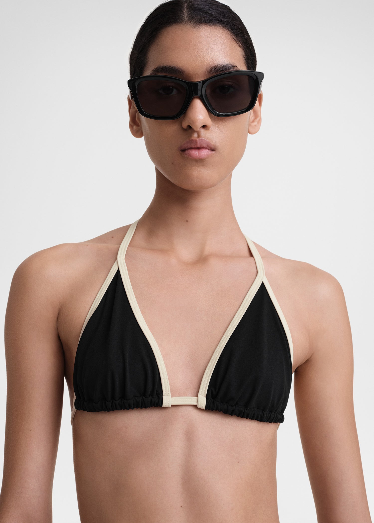 Stripe tie bikini top black - 5