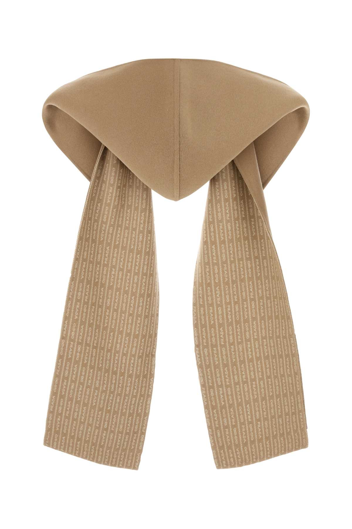 Prada Women Camel Wool Scarf - 2