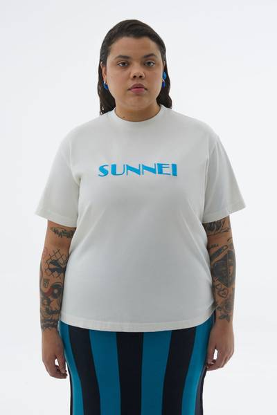 SUNNEI WHITE T-SHIRT WITH LIGHT BLUE EMBROIDERED LOGO outlook