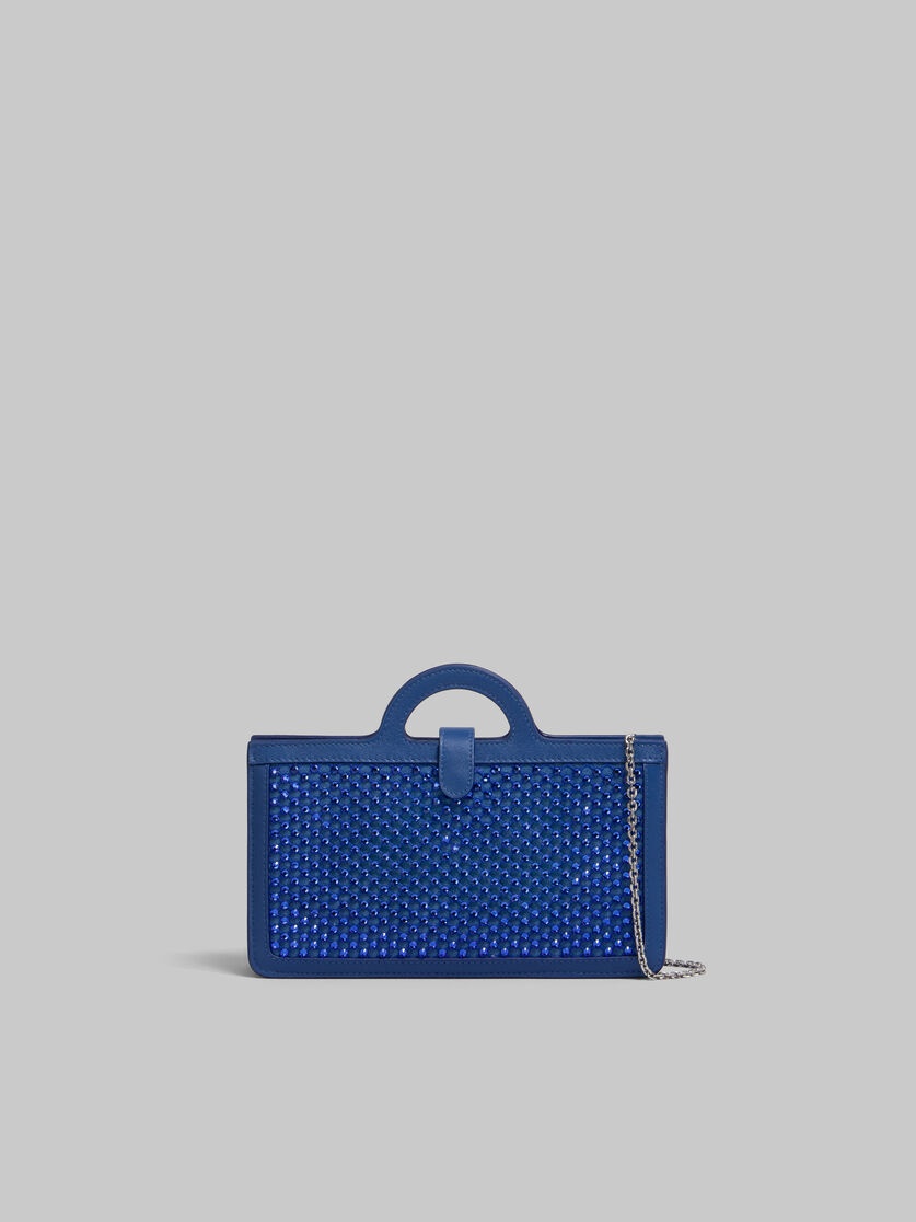 BLUE RHINESTONE TROPICALIA LONG WALLET WITH CHAIN STRAP - 1