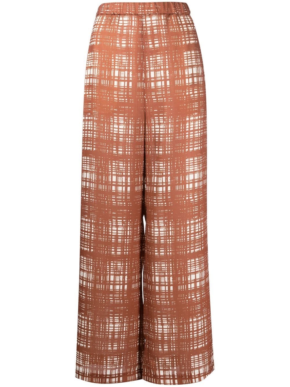 Random check-print gather trousers - 1