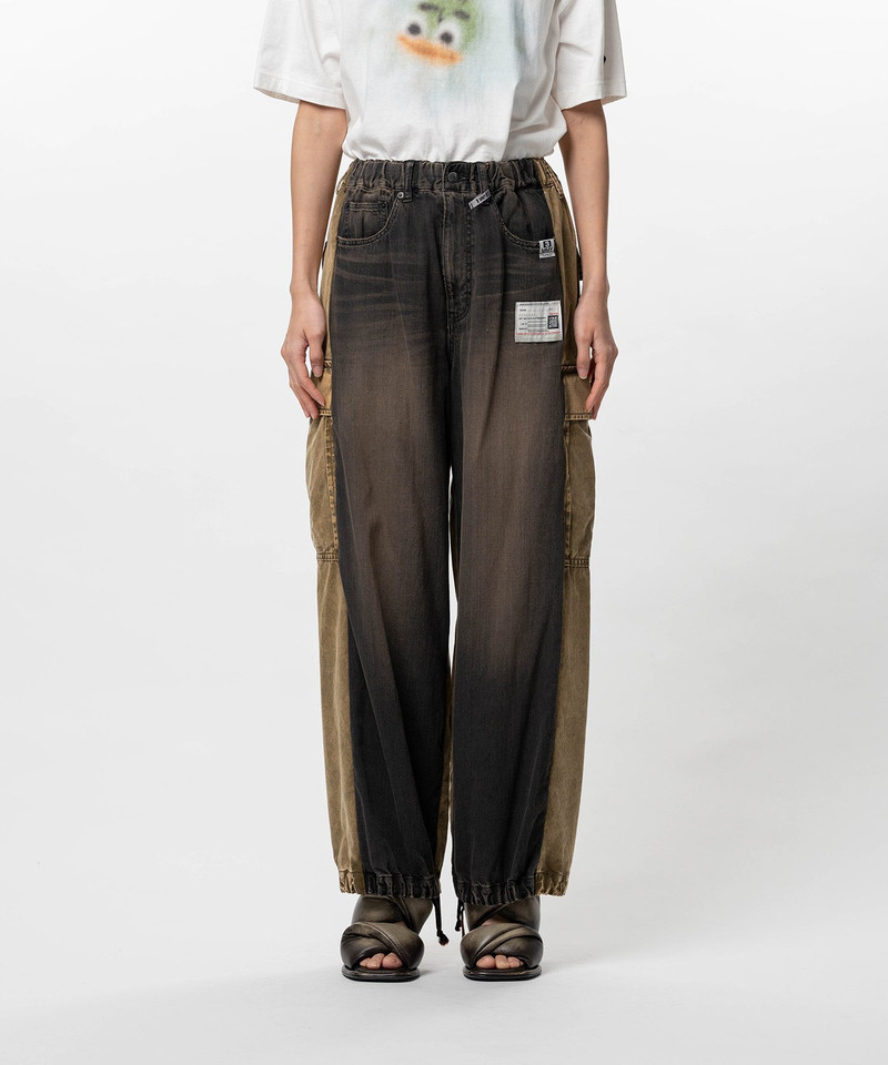 Front Back Combined Denim Pants 3