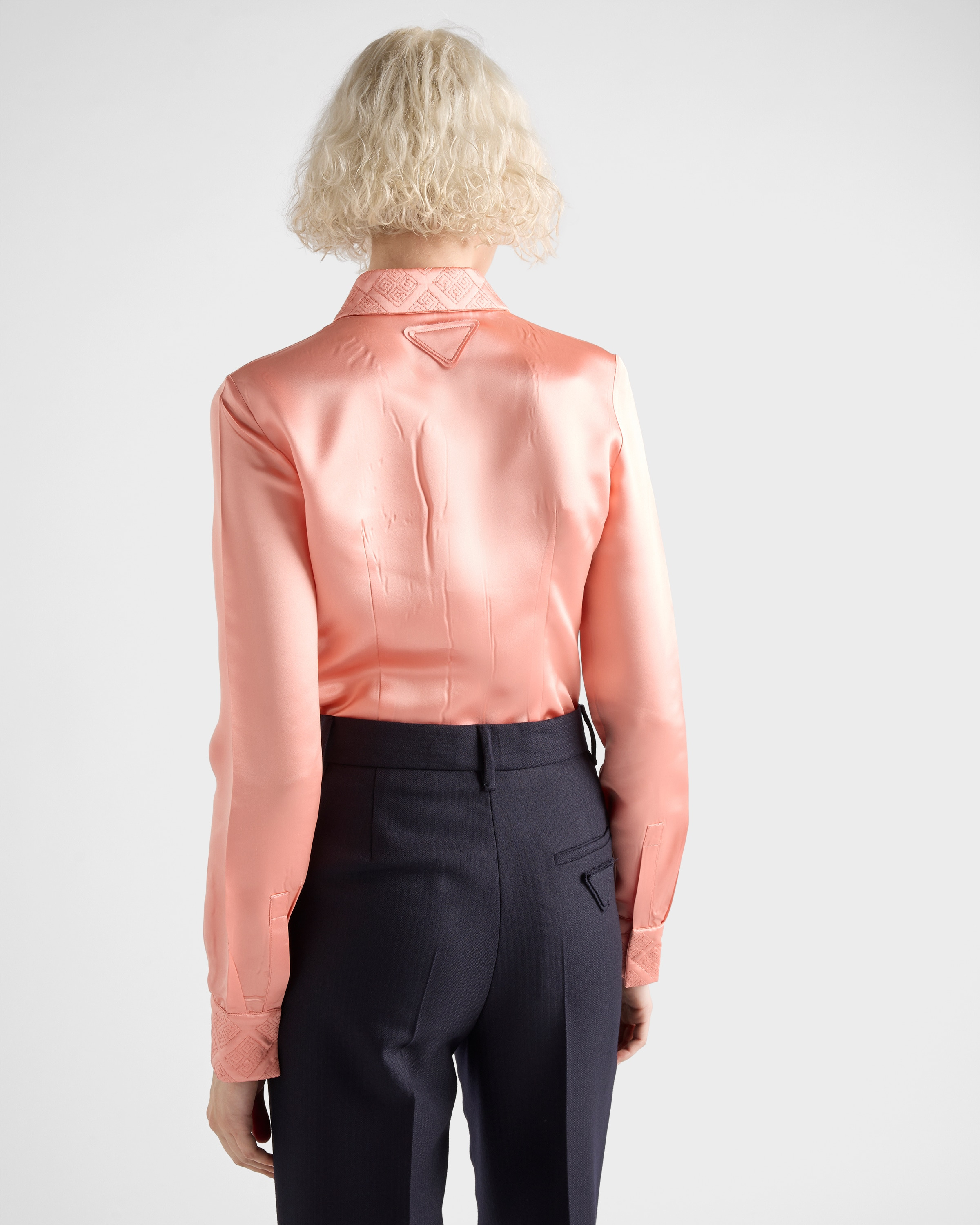 Embroidered washed satin shirt - 5