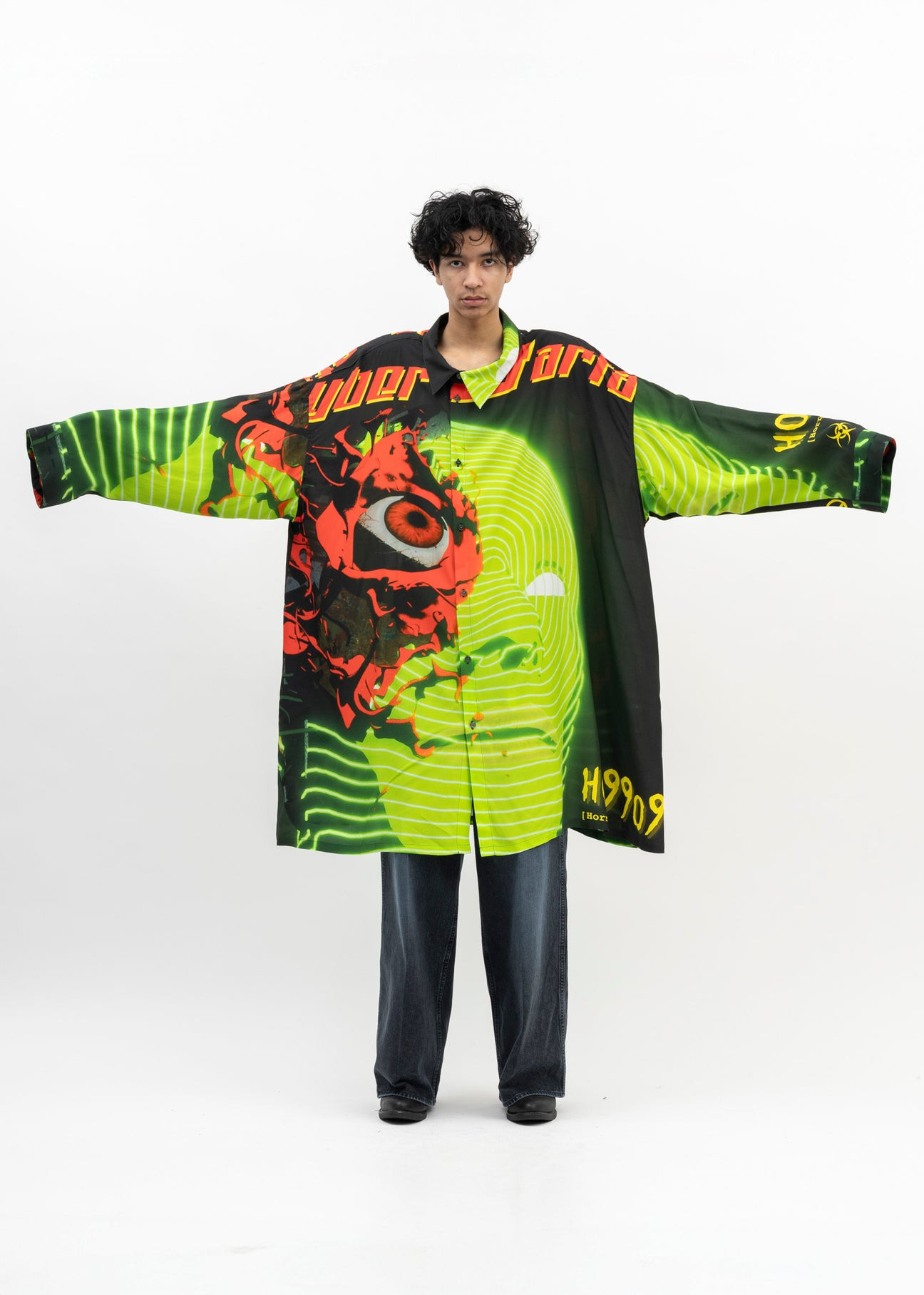Black Oversized Cyber Warfare Shirt - 5
