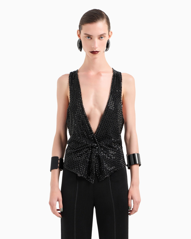 GIORGIO ARMANI SILK SATIN GILET WITH ALL-OVER EMBROIDERY outlook