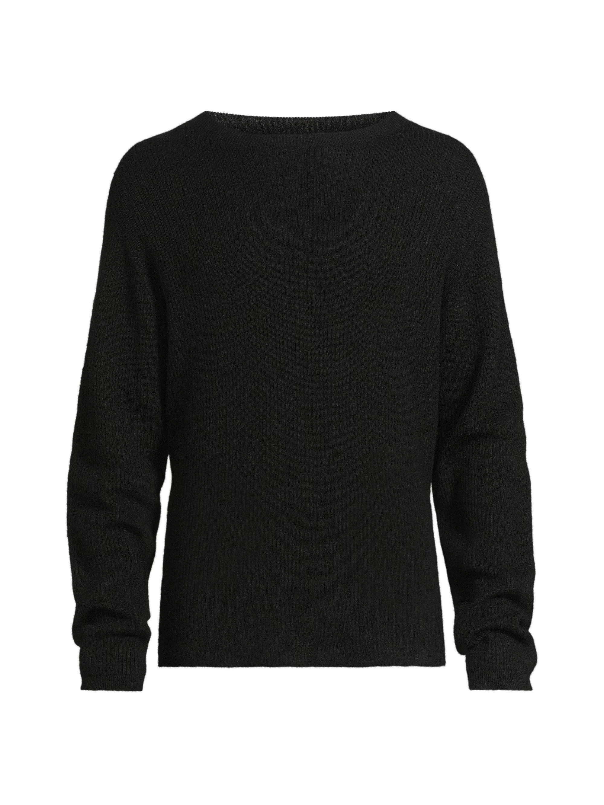 Men's Heavy Cashmere-Silk Crewneck Sweater - Black - 1