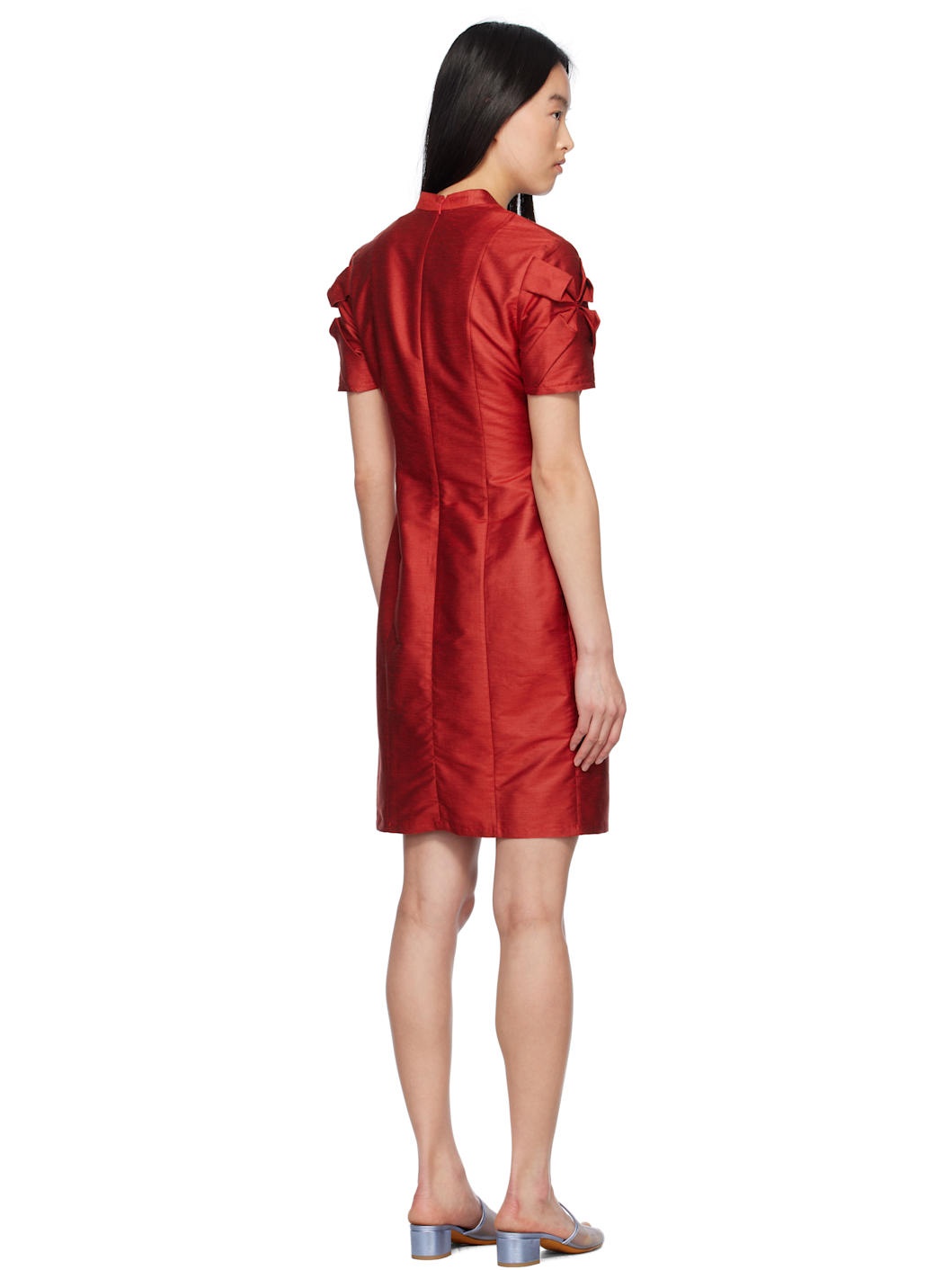 Red Smocked Flower Minidress - 3
