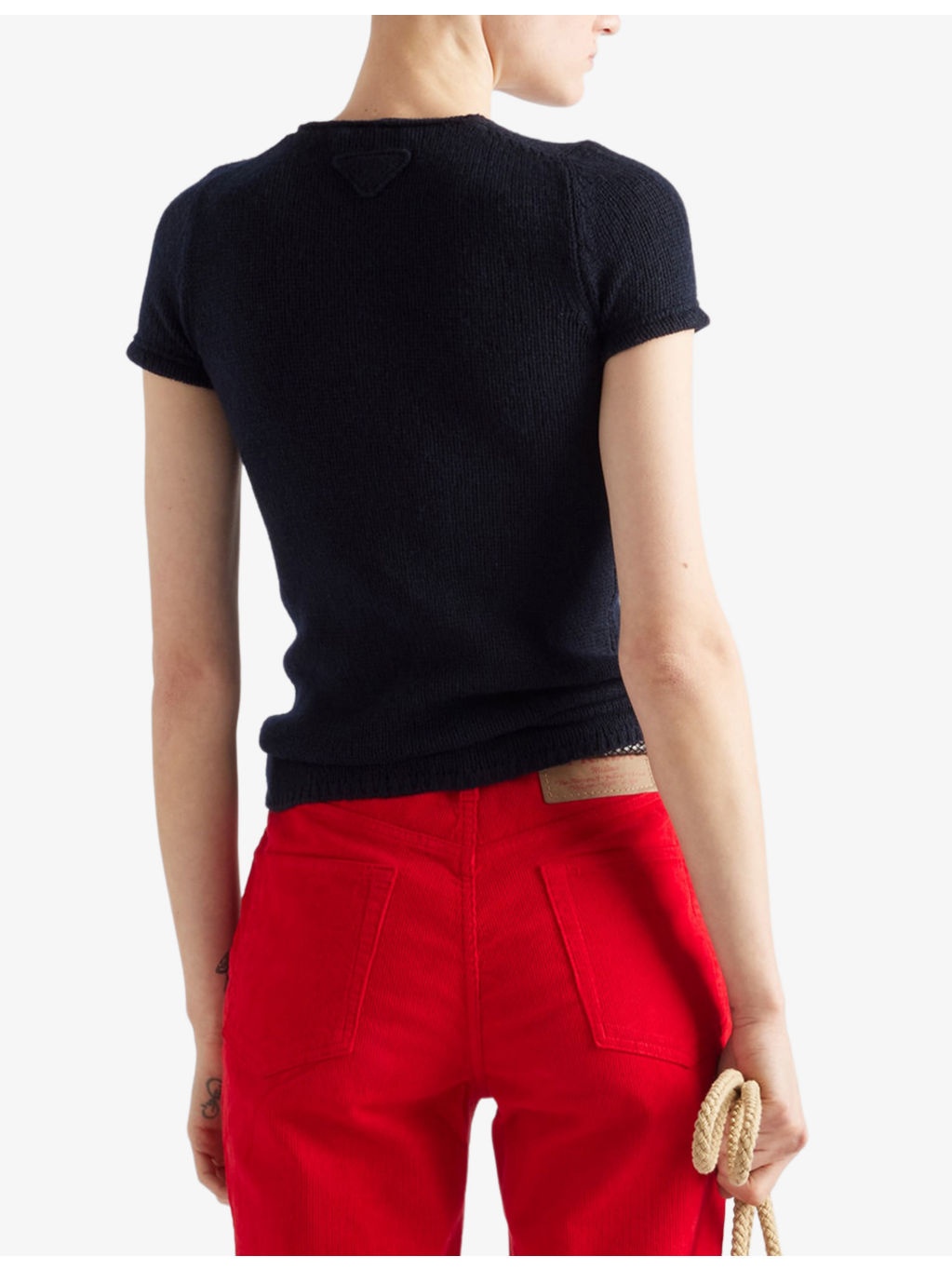 Short-Sleeve Cashmere Knitted Top - 4