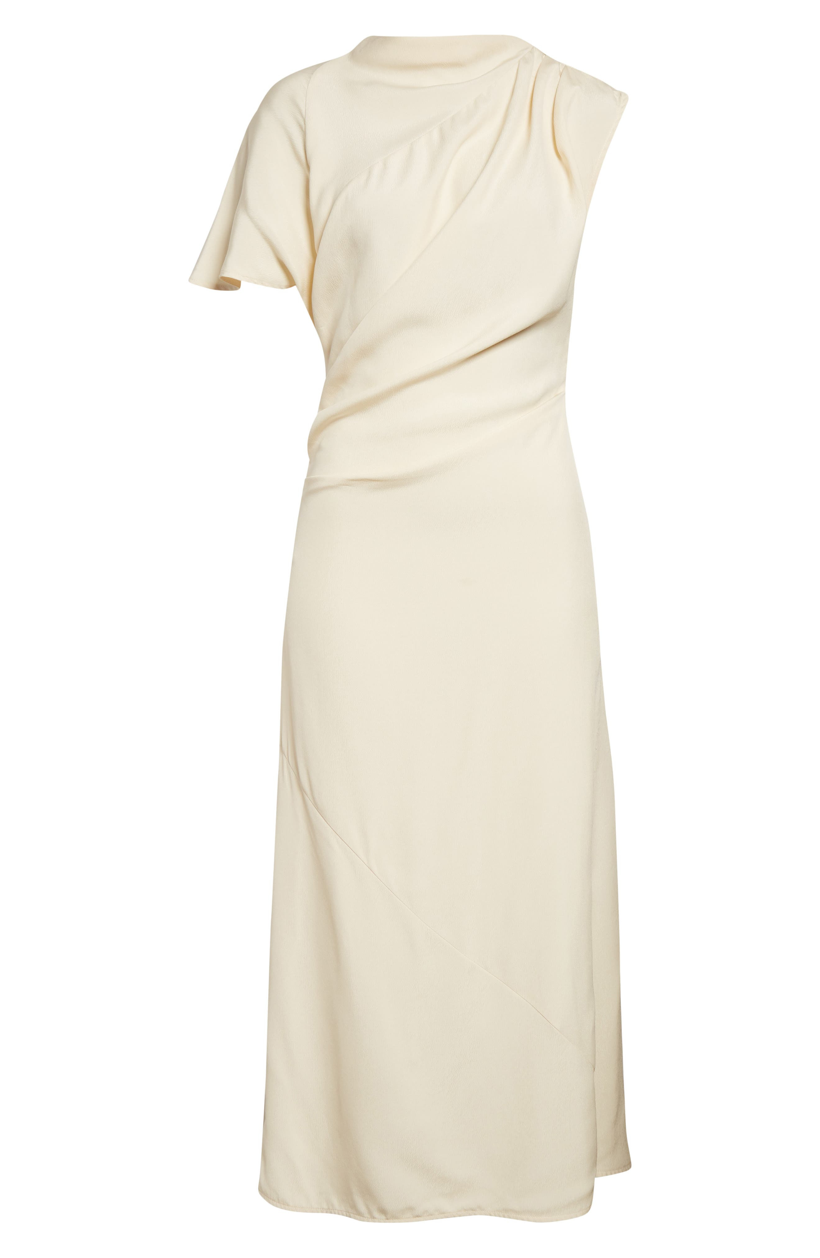 Proenza Schouler Hallie Hammered Viscose Asymmetric Hem Dress in Champagne at Nordstrom - 5