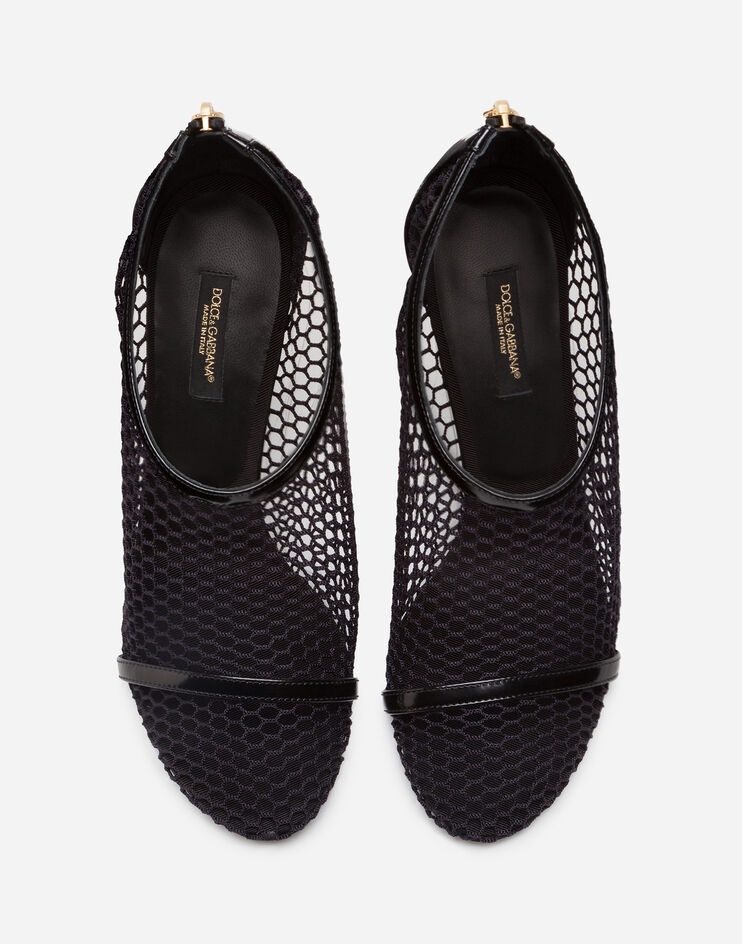 Polished calfskin and mesh sandals - 4