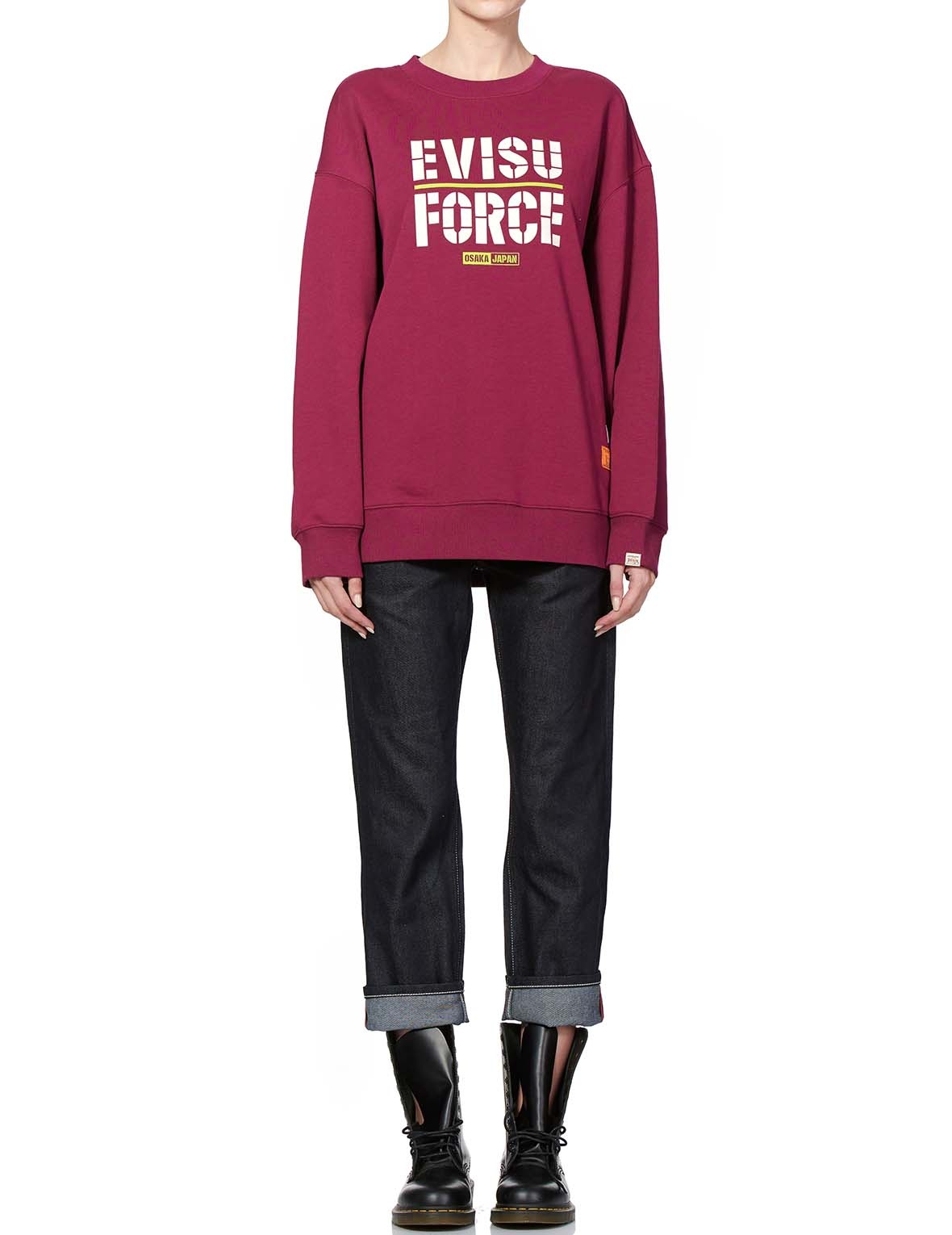 SWEATSHIRT WITH KAMON AND EVISU FORCE PRINT - 1