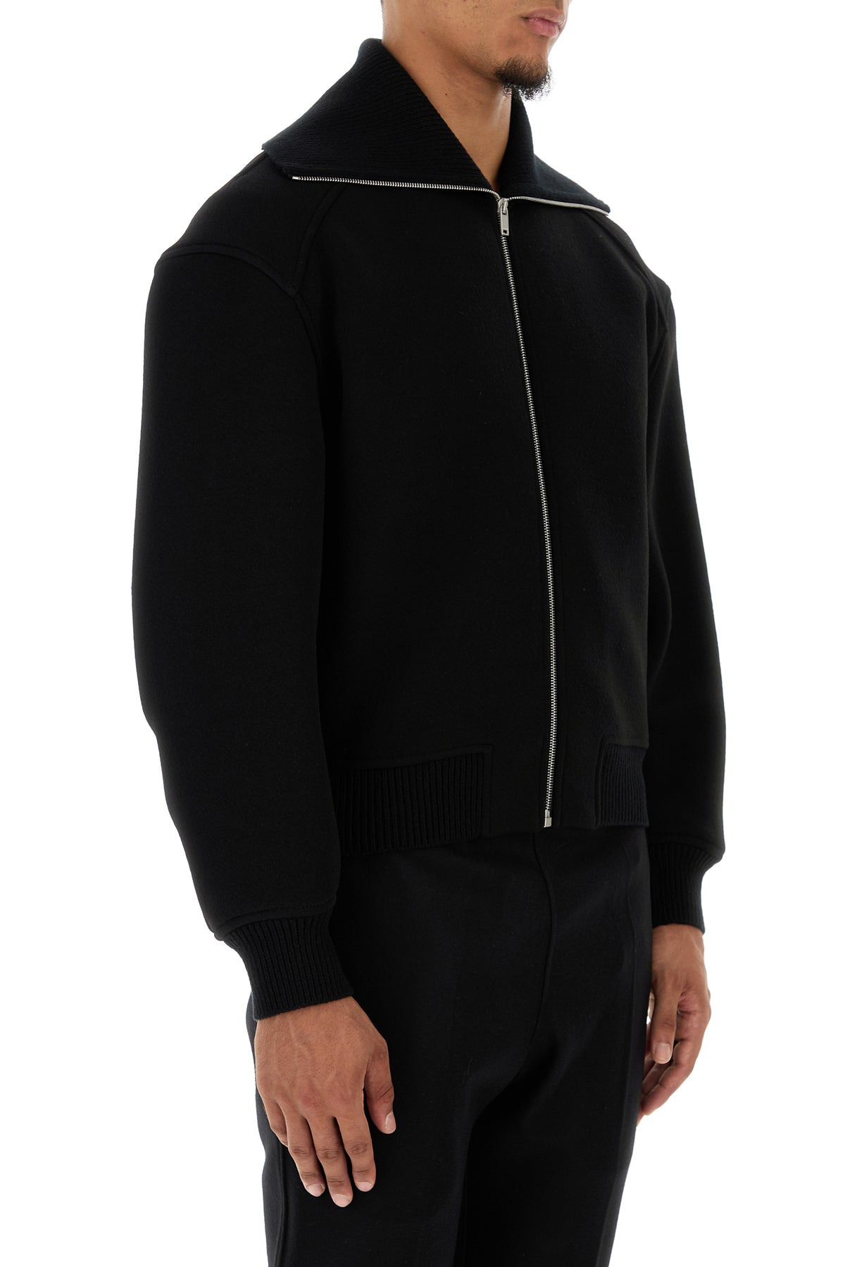 Black wool blend bomber jacket - 3