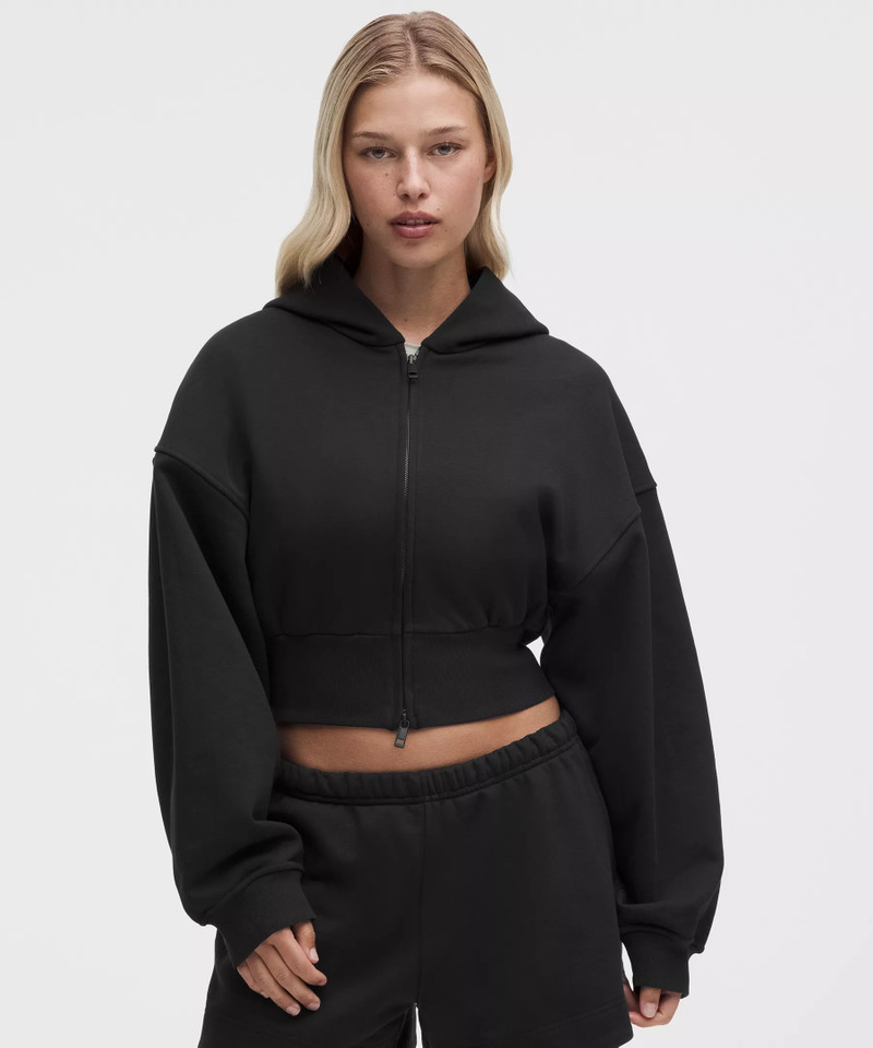 French Terry Cropped Full-Zip Hoodie 1