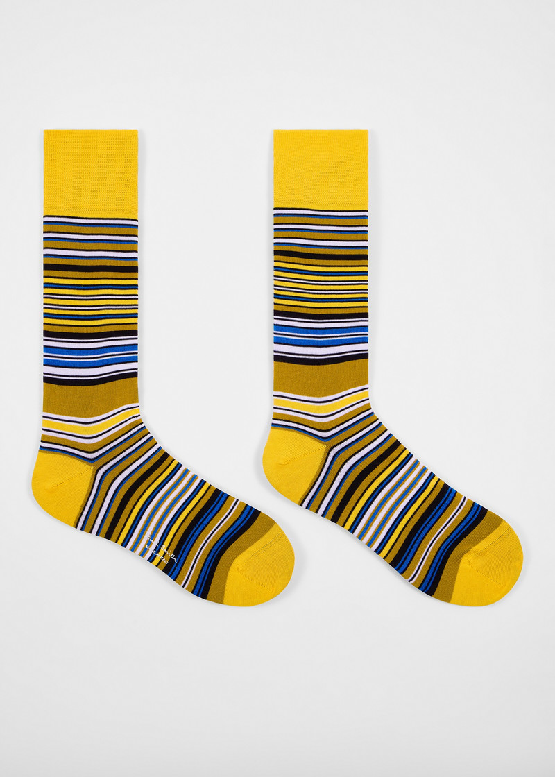 Paul Smith Yellow Colour Block Stripe Socks outlook